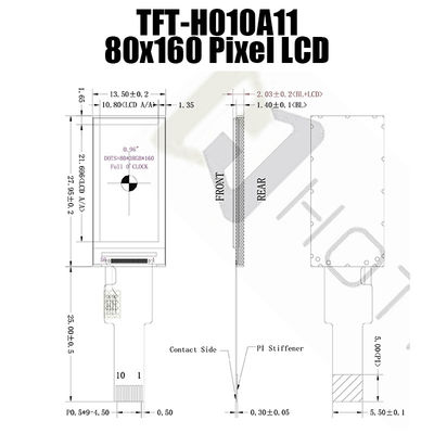 0.96 ইঞ্চি বার টাইপ TFT LCD, SPI সূর্যালোক পাঠযোগ্য TFT 350cd/m2