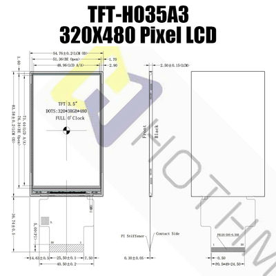 বহুমুখী 3.5&quot; TFT LCD ডিসপ্লে সূর্যালোক সামঞ্জস্যপূর্ণ ইন্টারফেসের সাথে পাঠযোগ্য TFT-H035A3HVIST5N50