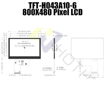 সূর্যালোক পাঠযোগ্য 4.3 ইঞ্চি TFT LCD ডিসপ্লে 800x480 পিক্সেল TFT-H043A10SVIST6N40