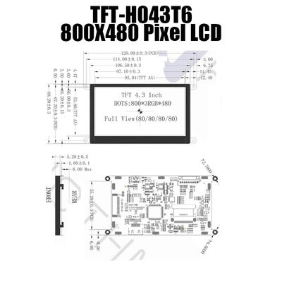 যন্ত্রের জন্য 4.3&quot; 800x480 HDMI LCD ডিসপ্লে TFT-043T6SVHDVN20Z