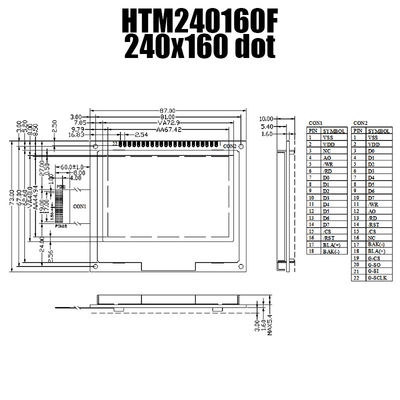 IC ST7529 সহ ইন্সট্রুমেন্টেশন 240X160 FSTN LCD ডিসপ্লে গ্রাফিক মডিউল