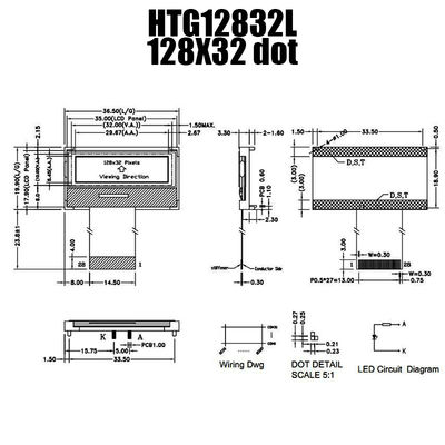 128X32 গ্রাফিক COG LCD ST7567 | সাদা ব্যাকলাইট/HTG12832L সহ STN + ডিসপ্লে