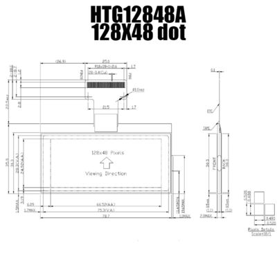 128X48 গ্রাফিক COG LCD | সাদা ব্যাকলাইট/HTG12848A সহ STN ধূসর ডিসপ্লে