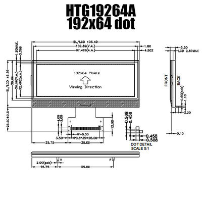 192X64 36PIN LCD গ্রাফিক মডিউল, IST3020 চিপ অন গ্লাস ডিসপ্লে HTG19264A