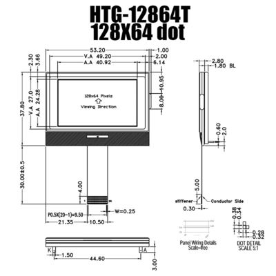 128X64 একরঙা COG LCD মডিউল 3.3V MCU8080 ST7567 HTG12864T