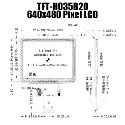 হ্যান্ডহেল্ডের জন্য 3.5 ইঞ্চি IPS 640x480 ওয়াইড টেম্পারেচার TFT ডিসপ্লে প্যানেল ST7703
