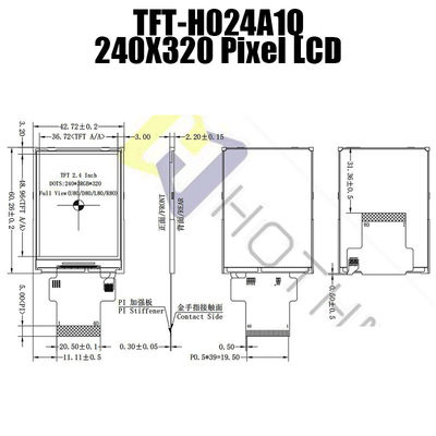 Pcap মনিটর TFT মডিউল সহ উল্লম্ব MCU TFT LCD ডিসপ্লে 2.4 ইঞ্চি মাল্টি ফাংশন
