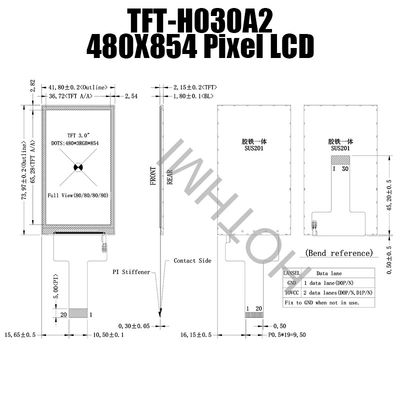 ক্যামেরা 480854 কালার TFT LCD ডিসপ্লে মডিউল 3.3V 3 ইঞ্চি 480x854 TFT-H030A2FWIST3N20