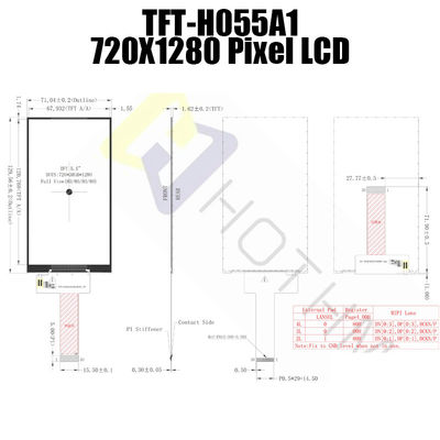 5.5 ইঞ্চি 720x1280 IPS TFT LCD উচ্চ উজ্জ্বলতা ডিসপ্লে IC ILI9881