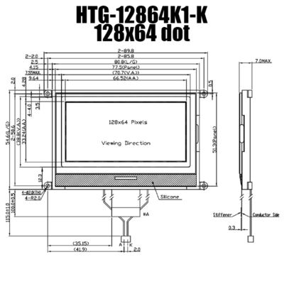 128X64 LCD COG ডিসপ্লে, পজিটিভ গ্রে রিফ্লেক্টিভ LCD স্ক্রীন HTG12864K1-K