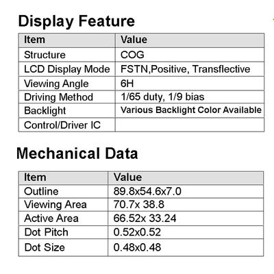128X64 LCD COG ডিসপ্লে, পজিটিভ গ্রে রিফ্লেক্টিভ LCD স্ক্রীন HTG12864K1-K