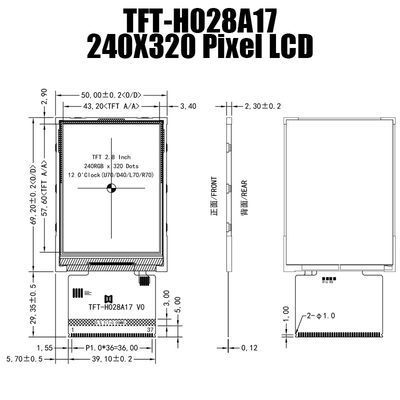 ST7789 ড্রাইভার IC সহ 2.8 ইঞ্চি 240x320 MCU TFT ডিসপ্লে মডিউল