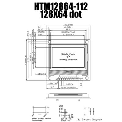 11PIN গ্রাফিক LCD মডিউল RoHS কমপ্লায়েড লিকুইড ক্রিস্টাল ডিসপ্লে