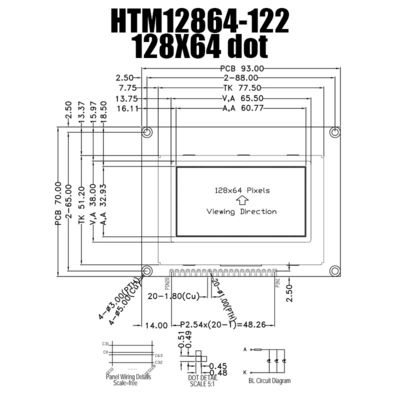 20PIN STN LCD ডিসপ্লে ST7567 ড্রাইভার IC 128X64 গ্রাফিক মডিউল