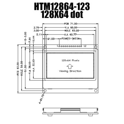 নেগেটিভ ভোল্টেজ সহ 128X64 COB গ্রাফিক LCD মডিউল FSTN ডিসপ্লে