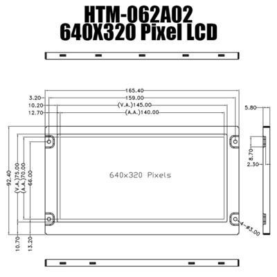 6.2 ইঞ্চি Lcd ডিসপ্লে 640x320 রেজোলিউশন MONO TFT LCD সূর্যালোক পাঠযোগ্য মনিটর