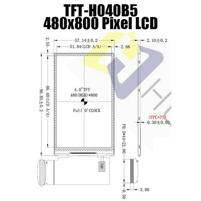 মনিটরের জন্য 4 ইঞ্চি TFT LCD মডিউল 480X800 TFT LCD ডিসপ্লে প্রস্তুতকারক
