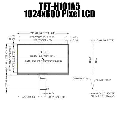 10.1 ইঞ্চি LCD ডিসপ্লে 1024x600 IPS TFT LCD প্যানেল TFT LCD ডিসপ্লে প্রস্তুতকারক