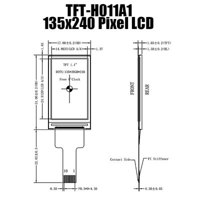 স্মার্ট অ্যাপ্লায়েন্সের জন্য 1.14 ইঞ্চি SPI TFT LCD ডিসপ্লে IPS প্যানেল স্ক্রীন 135x240