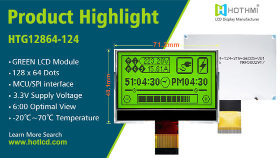 128x64 COG LCD গ্রাফিক ডিসপ্লে মডিউল ST7565R সাইড হোয়াইট ব্যাকলাইটের সাথে