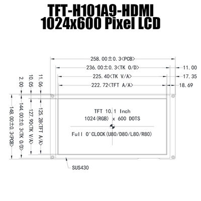 10.1 ইঞ্চি HDMI IPS 1024x600 TFT LCD মডিউল ডিসপ্লে সূর্যালোক রাস্পবেরি পাই সহ পাঠযোগ্য
