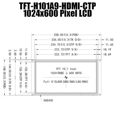 রাস্পবেরি পাই সহ 10.1 ইঞ্চি HDMI IPS 1024x600 TFT LCD মডিউল ডিসপ্লে ক্যাপাসিটিভ টাচ