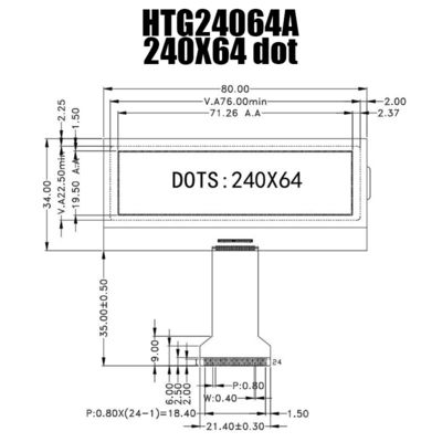 240x64 COG LCD গ্রাফিক্স ডিসপ্লে মডিউল ST75256 হলুদ সবুজ সম্পূর্ণ স্বচ্ছ সহ