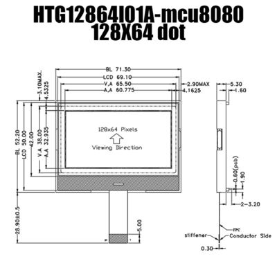 সাদা আলো সহ 128x64 COG LCD গ্রাফিক্স ডিসপ্লে মডিউল ST7567 কন্ট্রোলার